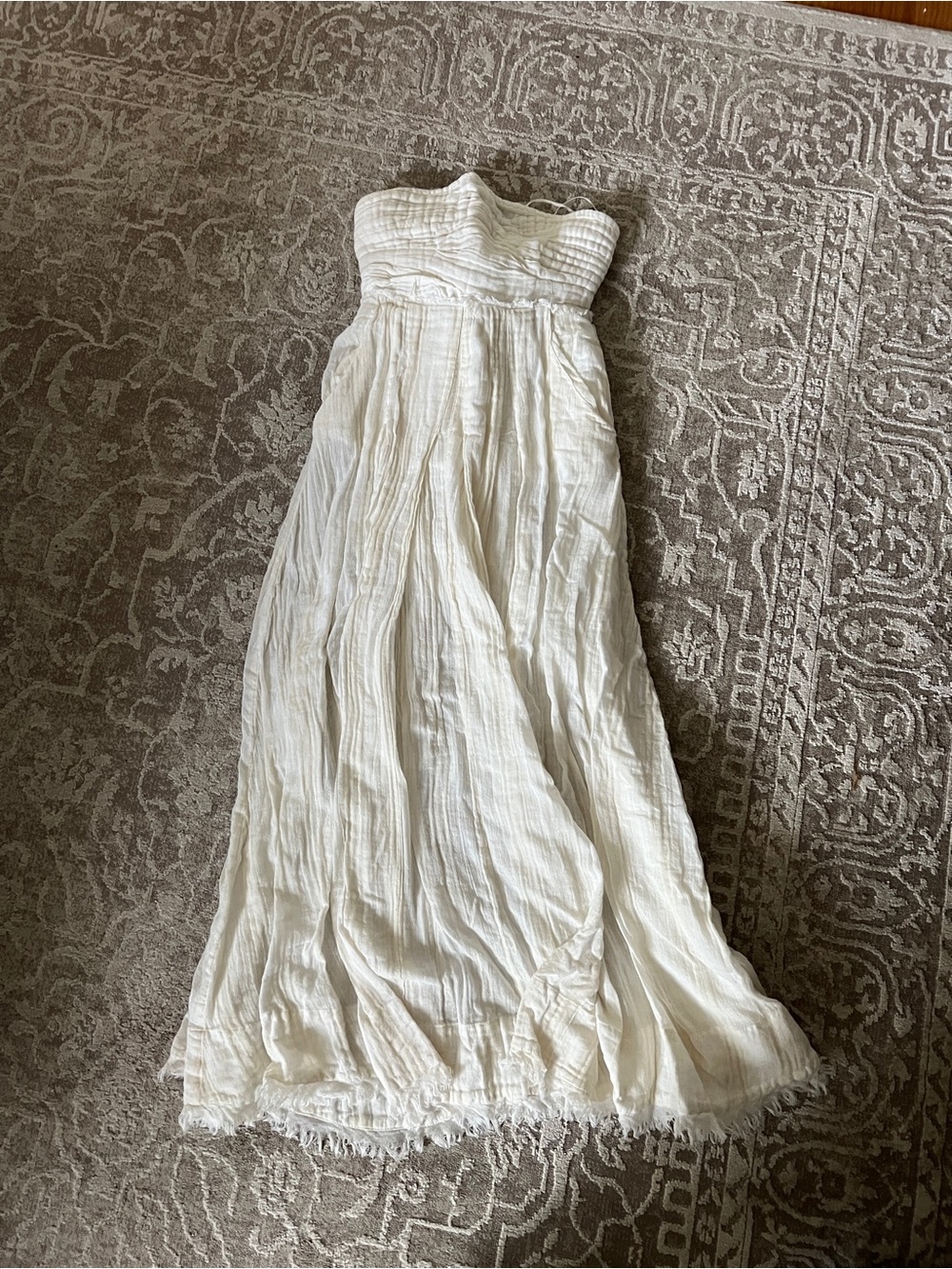 Free People Strapless Maxi Dress in Ivory White